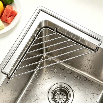 2PCS Stainless Steel Corner Sink Shelf with Triangular Open Wire Rack Design🍳