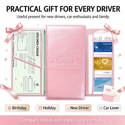 Car Registration & Insurance Card Holder, Magnetic Closure Vehicle Organizer 💳