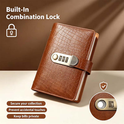 Transparent-Pocket Currency Collectors Album, Top-Grade PU Leather, Password Lock💵