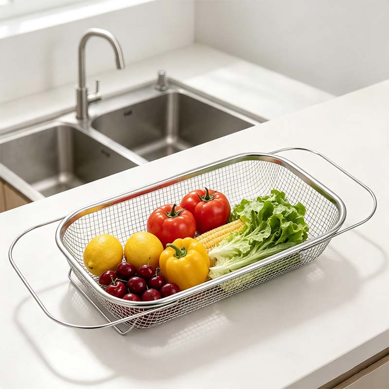Stainless Steel Over-The-Sink Colander Strainer Basket🧺