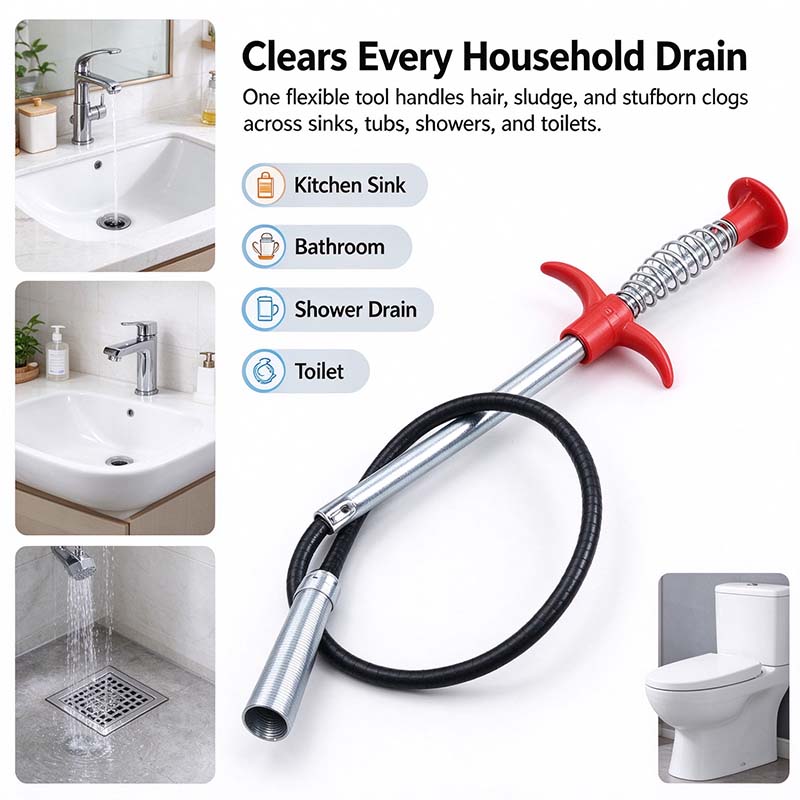 Drain Snake, Drain Clog Remover, 4 Claws Efficient Dredging Steel Wire Drain Hair Cleaner Tool 🪠