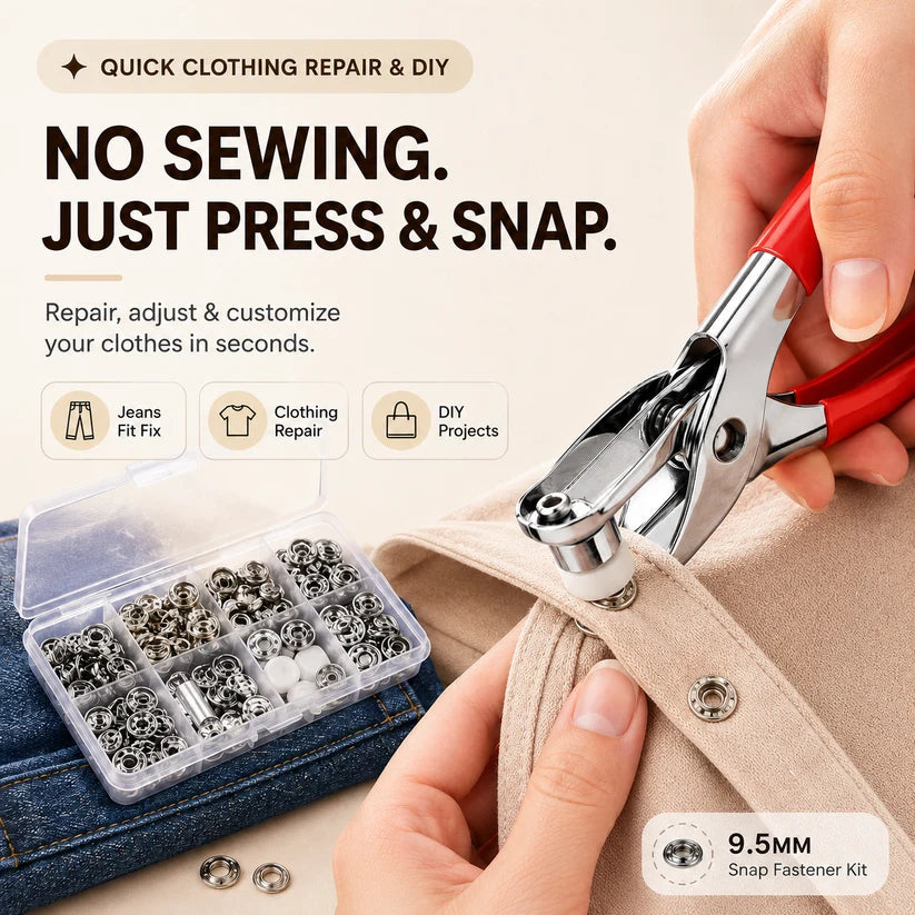 Seamless Stitching Sewing Kit-100Pcs Invisible Colored Metal Buckle & Manual Pressure Pliers 🧵