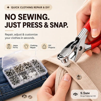 Seamless Stitching Sewing Kit-100Pcs Invisible Colored Metal Buckle & Manual Pressure Pliers 🧵
