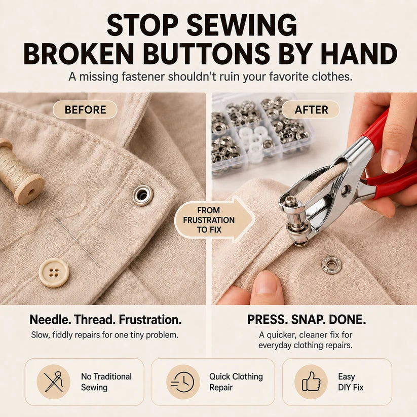 Seamless Stitching Sewing Kit-100Pcs Invisible Colored Metal Buckle & Manual Pressure Pliers 🧵