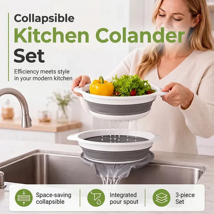 Collapsible Colanders 3-Pack Sturdy Kitchen Strainer Set 🥗