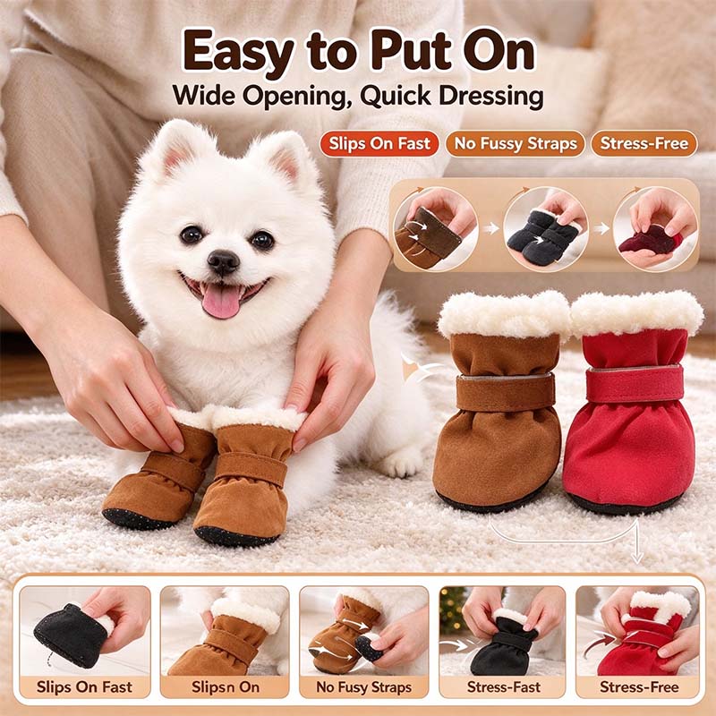 Soft Velvet Puppy Booties, Warm Non-Slip Paw Covers for Small Dogs 🐾