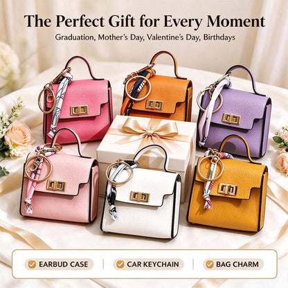 4pcs Mini Square Bag Pendant Keychain - High Quality Leather with Colorful Strap 🎒
