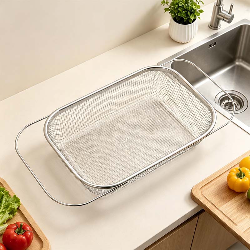 Stainless Steel Over-The-Sink Colander Strainer Basket🧺