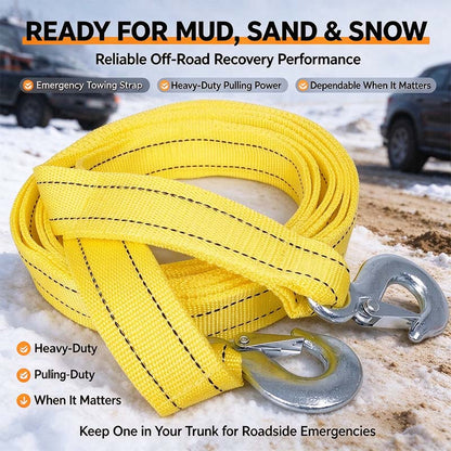 Car Tow Strap - 4m Length, 5-Ton Double-Layer Thick Off-Road Towing Recovery Strap 🚗