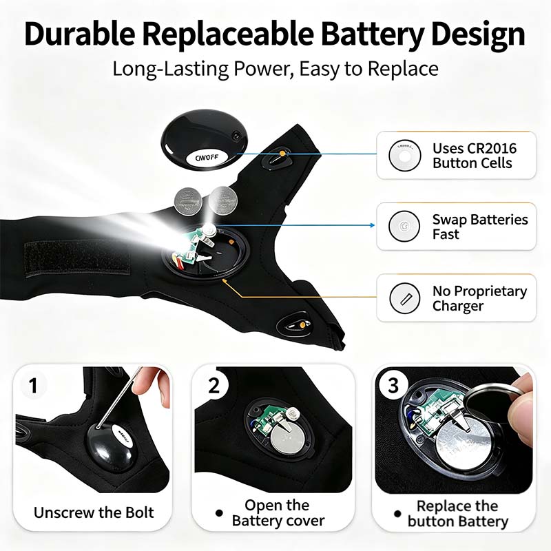 One Pair LED Finger Flashlight Gloves, Hands-Free LED Light Gloves for Fishing, Camping, Repair🧤