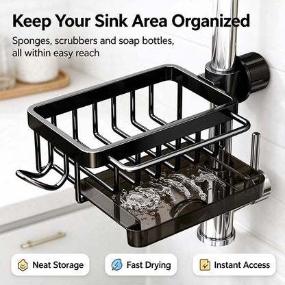 Sink Organizer Rack,Hanging Faucet Drain Rack with Drip Tray Stainless Steel 💧
