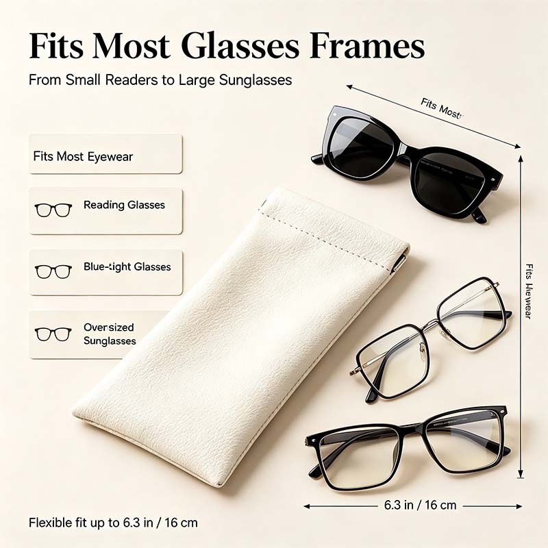 Soft PU Leather Sunglasses Pouch Elastic Opening Eyeglasses Bag🎒
