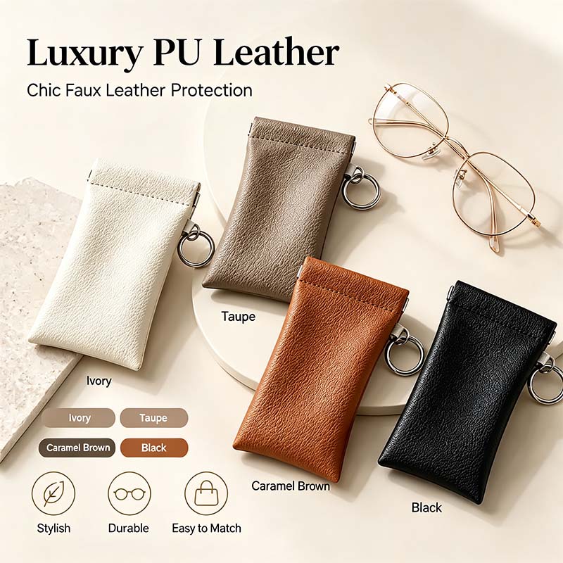 Soft PU Leather Sunglasses Pouch Elastic Opening Eyeglasses Bag🎒