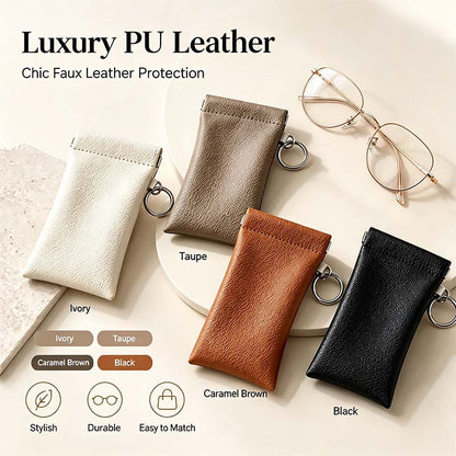 Soft PU Leather Sunglasses Pouch Elastic Opening Eyeglasses Bag🎒