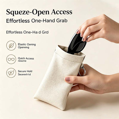 Soft PU Leather Sunglasses Pouch Elastic Opening Eyeglasses Bag🎒