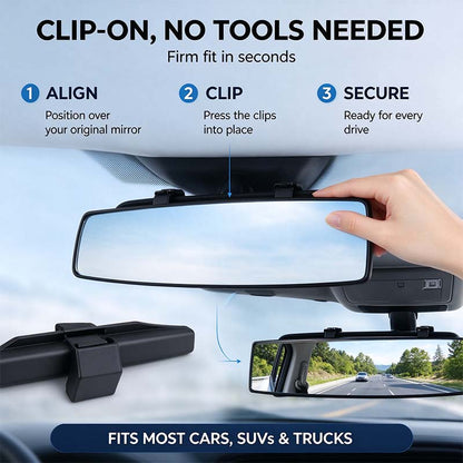HD Convex Panoramic Rearview Mirror, Clip-On Car Interior Mirror ☀️