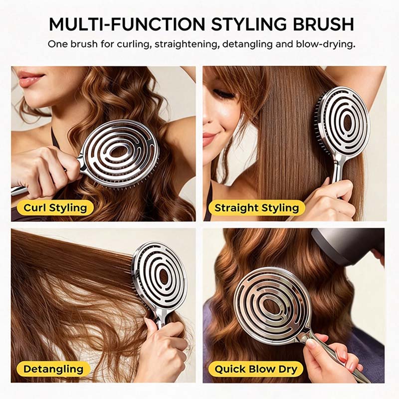 Anti-Static Hollow Round Bristle Brush - Massaging Design💇‍♀️✨