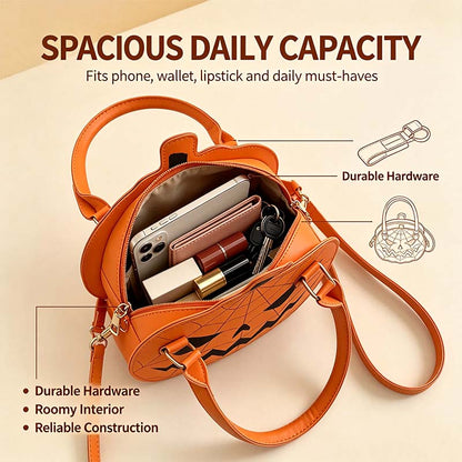 Spooky Jack-O-Lantern Pumpkin Crossbody Bag Novelty Spiderweb Stitching Handbag🎃