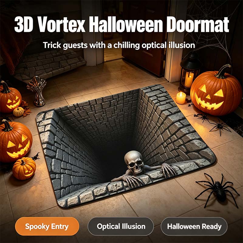 Halloween Decorations, Halloween Door Mat, Illusion Rug 3D Visual Hole Design Rug Spooky 👻