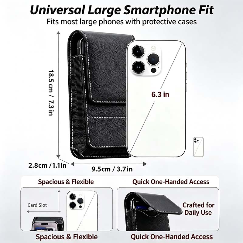 Men's Waist Phone Pouch with Card Slot, Magnetic Lock & Metal Belt Clip📱