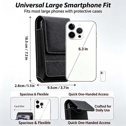 Men's Waist Phone Pouch with Card Slot, Magnetic Lock & Metal Belt Clip📱