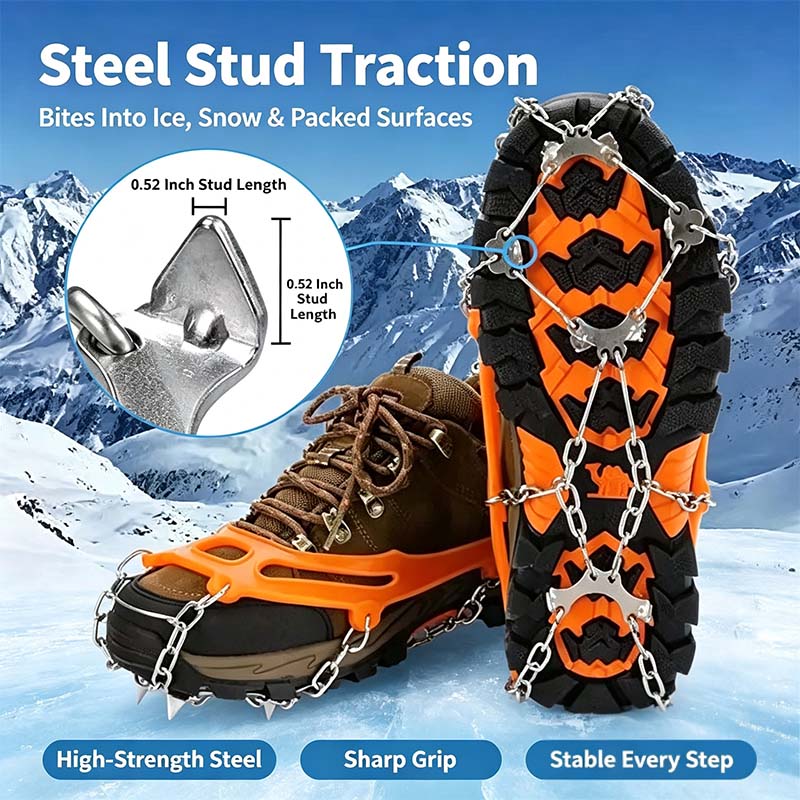 Ice Cleats for Shoes and Boots, Lightweight Crampons Anti-Slip Traction Snow Grips👢