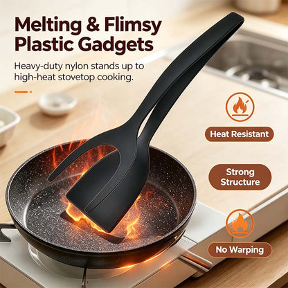 Grip & Flip Spatula Tongs - Sturdy, Durable Non-Stick Egg Flipper & Food Turner🥢