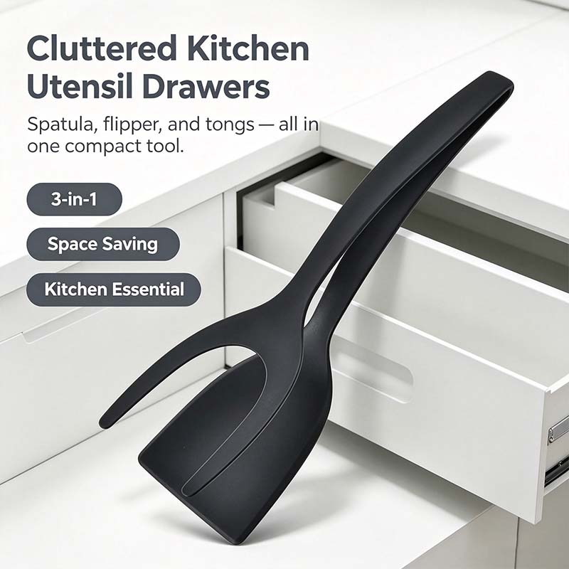 Grip & Flip Spatula Tongs - Sturdy, Durable Non-Stick Egg Flipper & Food Turner🥢