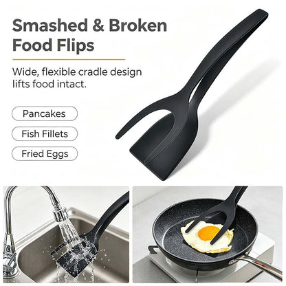 Grip & Flip Spatula Tongs - Sturdy, Durable Non-Stick Egg Flipper & Food Turner🥢