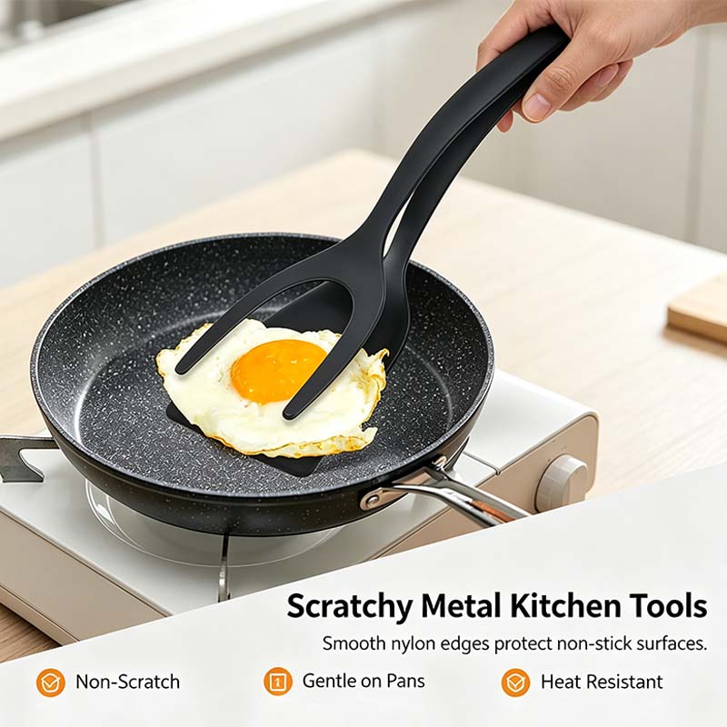 Grip & Flip Spatula Tongs - Sturdy, Durable Non-Stick Egg Flipper & Food Turner🥢