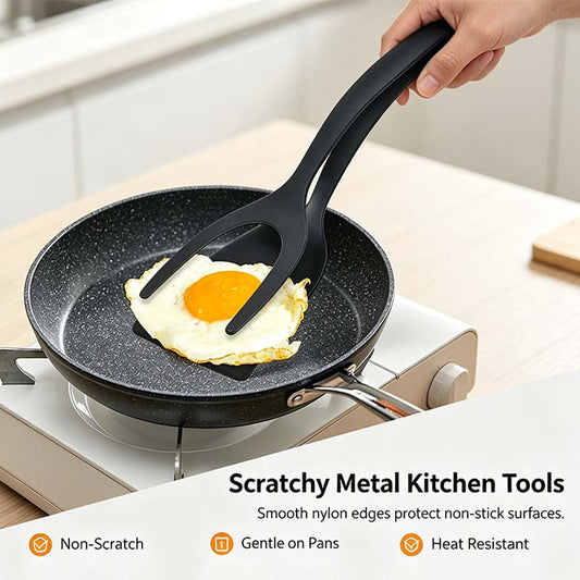 Grip & Flip Spatula Tongs - Sturdy, Durable Non-Stick Egg Flipper & Food Turner🥢