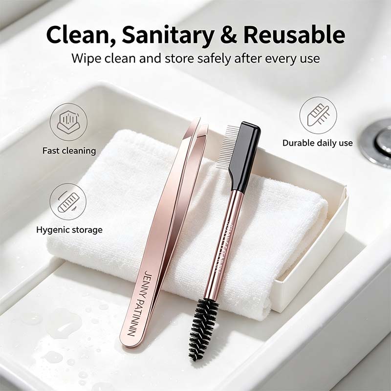 The Big Reveal Lash & Brow Touch Up Tool Set | Precision Stainless Steel Tweezers & Dual-Ended Lash Comb👁️ ✨