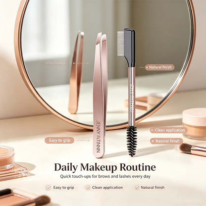 The Big Reveal Lash & Brow Touch Up Tool Set | Precision Stainless Steel Tweezers & Dual-Ended Lash Comb👁️ ✨