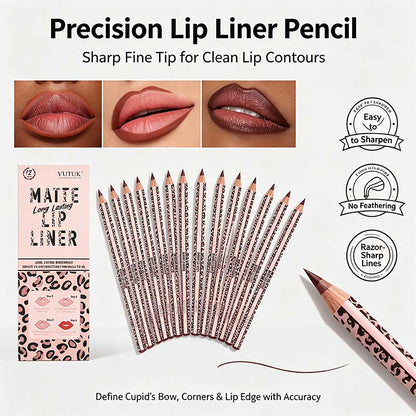 Full 12-Color Lip Liner Set – Matte High Pigment, Long-Lasting Non-Fading💋