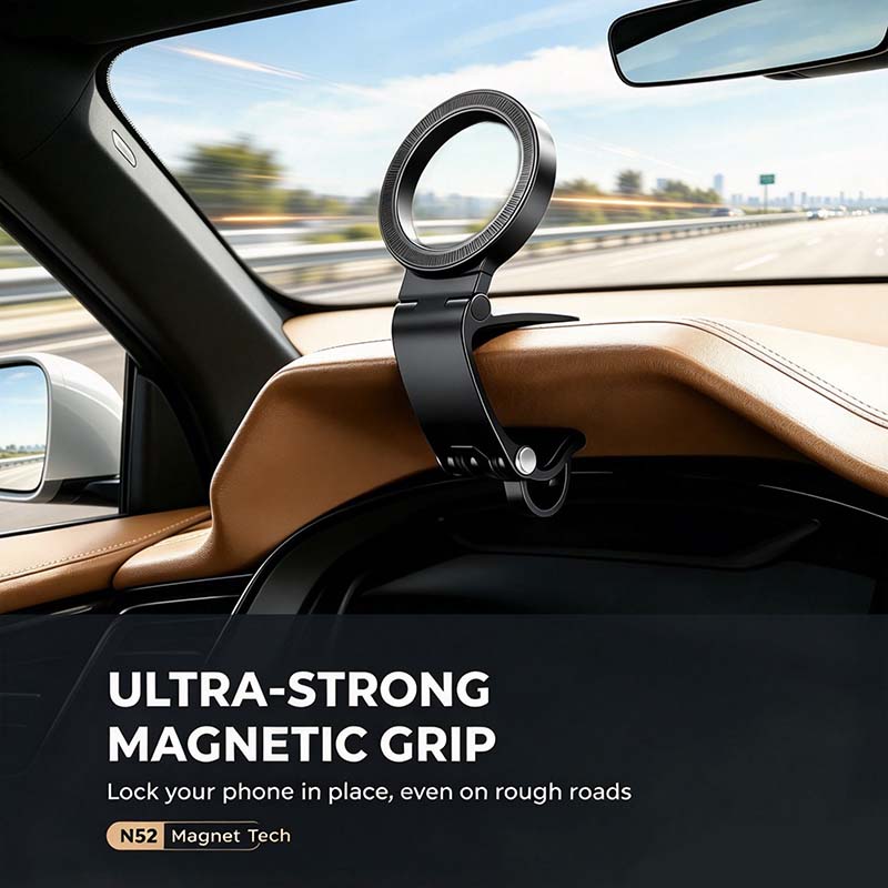 Magnetic Car Phone Holder | Dashboard & Sun Visor Foldable Mount🛑
