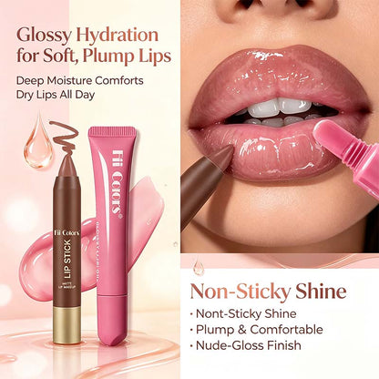 Matte Lip Liner & Moisturizing Lip Oil Cosmetic Set - Precise, Alcohol-Free Makeup Product💋