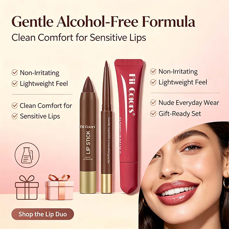 Matte Lip Liner & Moisturizing Lip Oil Cosmetic Set - Precise, Alcohol-Free Makeup Product💋