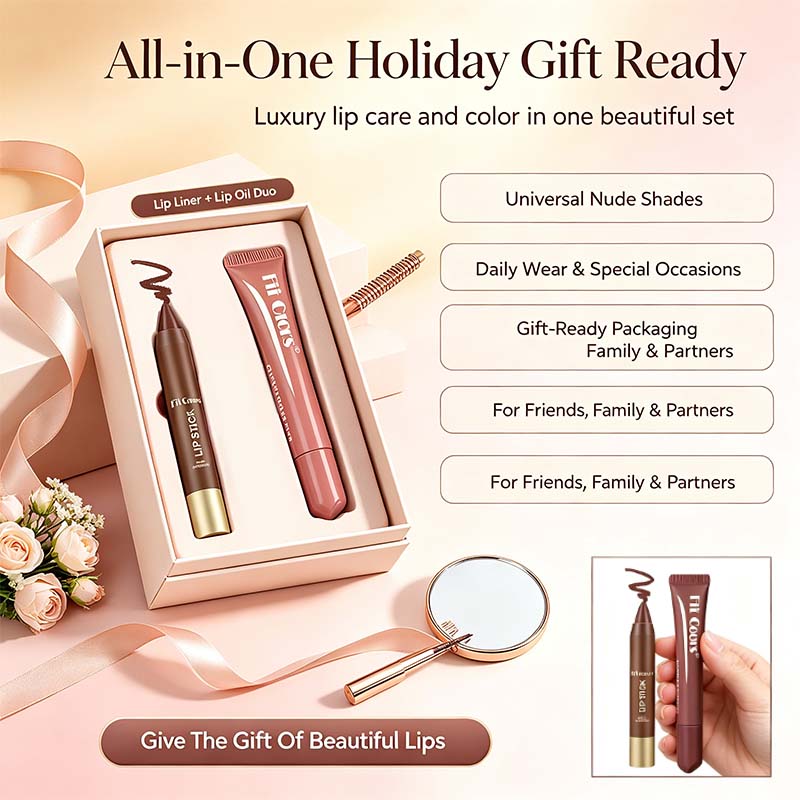 Matte Lip Liner & Moisturizing Lip Oil Cosmetic Set - Precise, Alcohol-Free Makeup Product💋