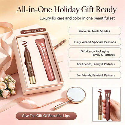 Matte Lip Liner & Moisturizing Lip Oil Cosmetic Set - Precise, Alcohol-Free Makeup Product💋