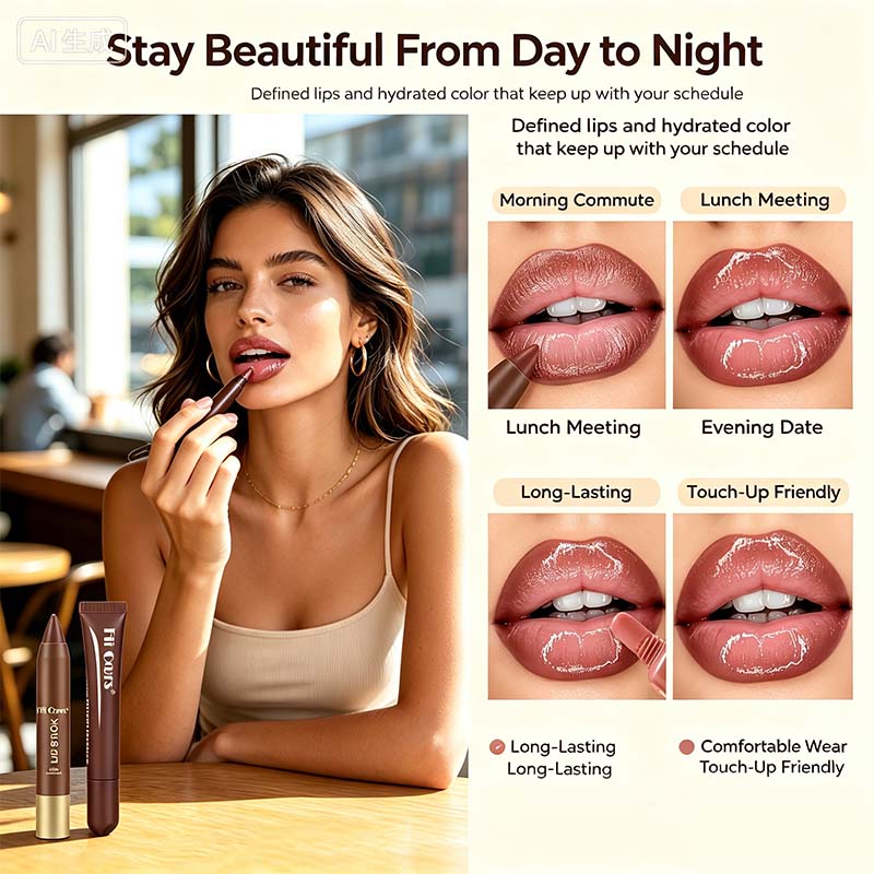 Matte Lip Liner & Moisturizing Lip Oil Cosmetic Set - Precise, Alcohol-Free Makeup Product💋