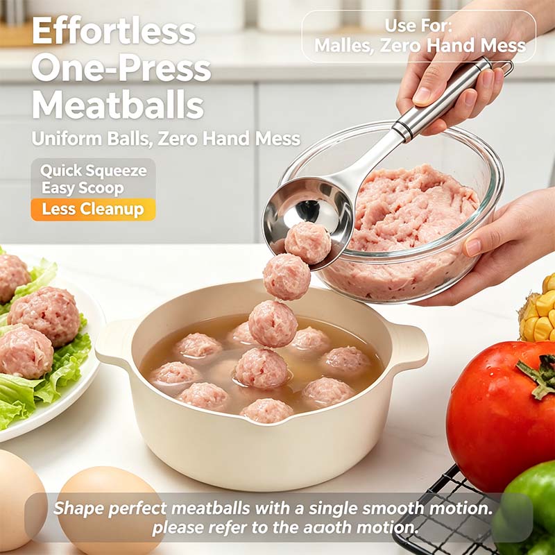 Stainless Steel Meatball Maker Spoon, Non-Stick Meat Ball Extrusion Scoop🧆