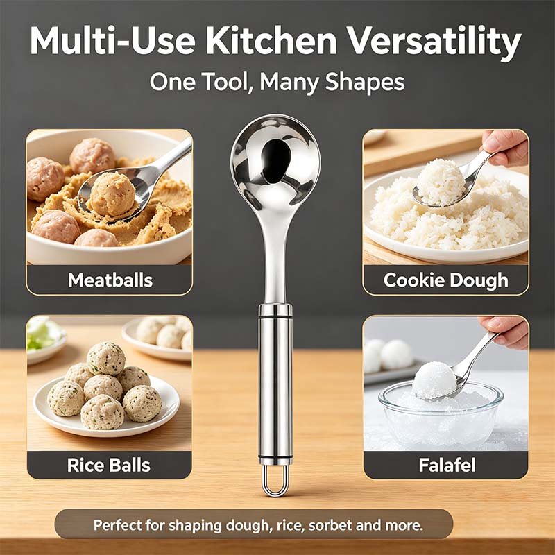 Stainless Steel Meatball Maker Spoon, Non-Stick Meat Ball Extrusion Scoop🧆