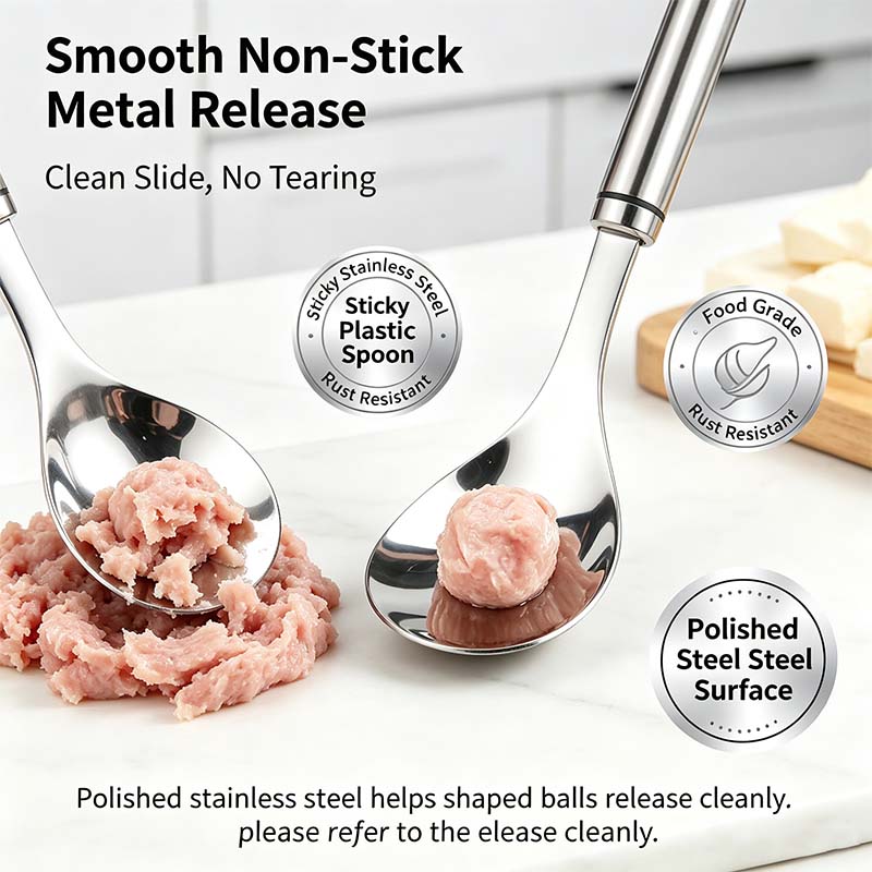 Stainless Steel Meatball Maker Spoon, Non-Stick Meat Ball Extrusion Scoop🧆