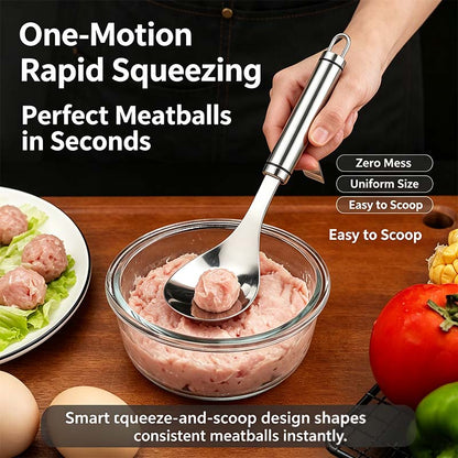 Stainless Steel Meatball Maker Spoon, Non-Stick Meat Ball Extrusion Scoop🧆