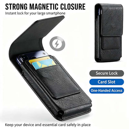 Men's Waist Phone Pouch with Card Slot, Magnetic Lock & Metal Belt Clip📱