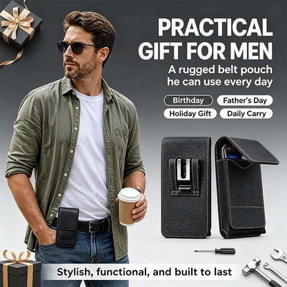 Men's Waist Phone Pouch with Card Slot, Magnetic Lock & Metal Belt Clip📱
