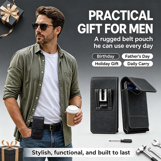 Men's Waist Phone Pouch with Card Slot, Magnetic Lock & Metal Belt Clip📱