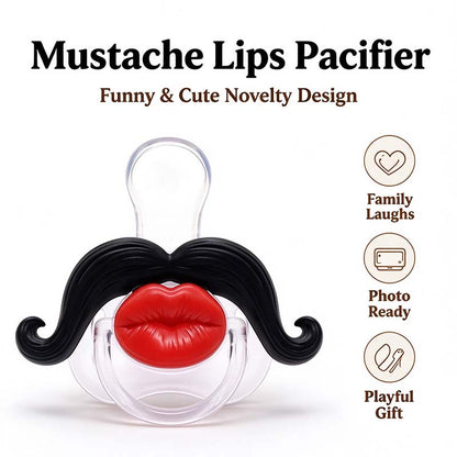 💋 Kissable Mustache Pacifier – Funny Lips & Mustache Novelty Design👶