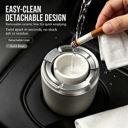 Rotating Sealed Lid Car Ashtray Odor Resistant Auto Cigarette Ashtray Fits Vehicle Cup Holder🚗