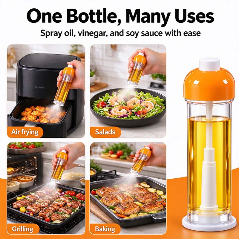 Oil Sprayer for Cooking, Refillable Olive Oil Spray Bottle with Bottom Nozzle 🪄